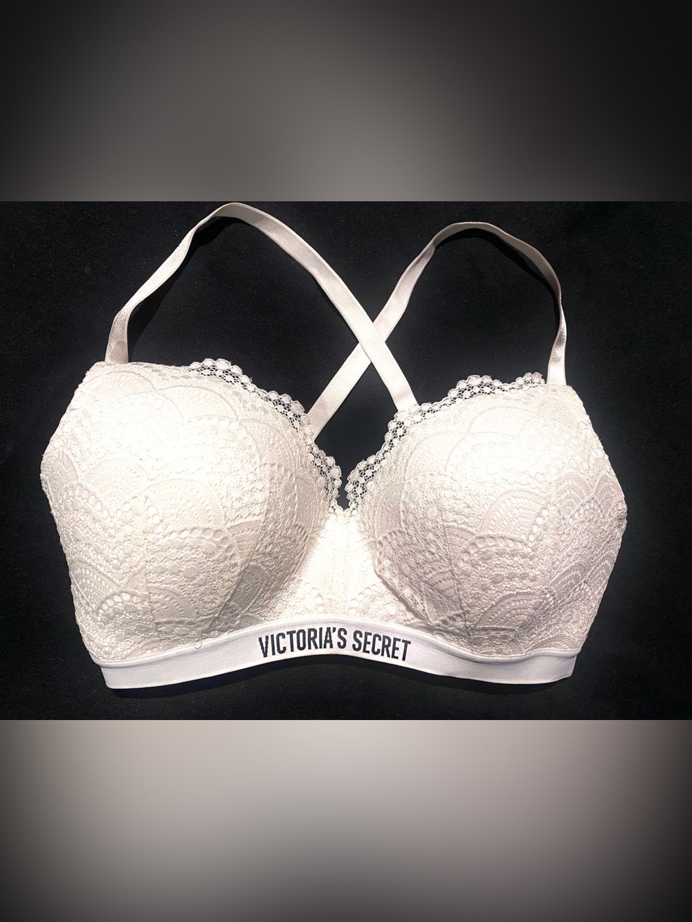 Victoria's Secret White Lace Padded Bralette with Cross-Back Straps